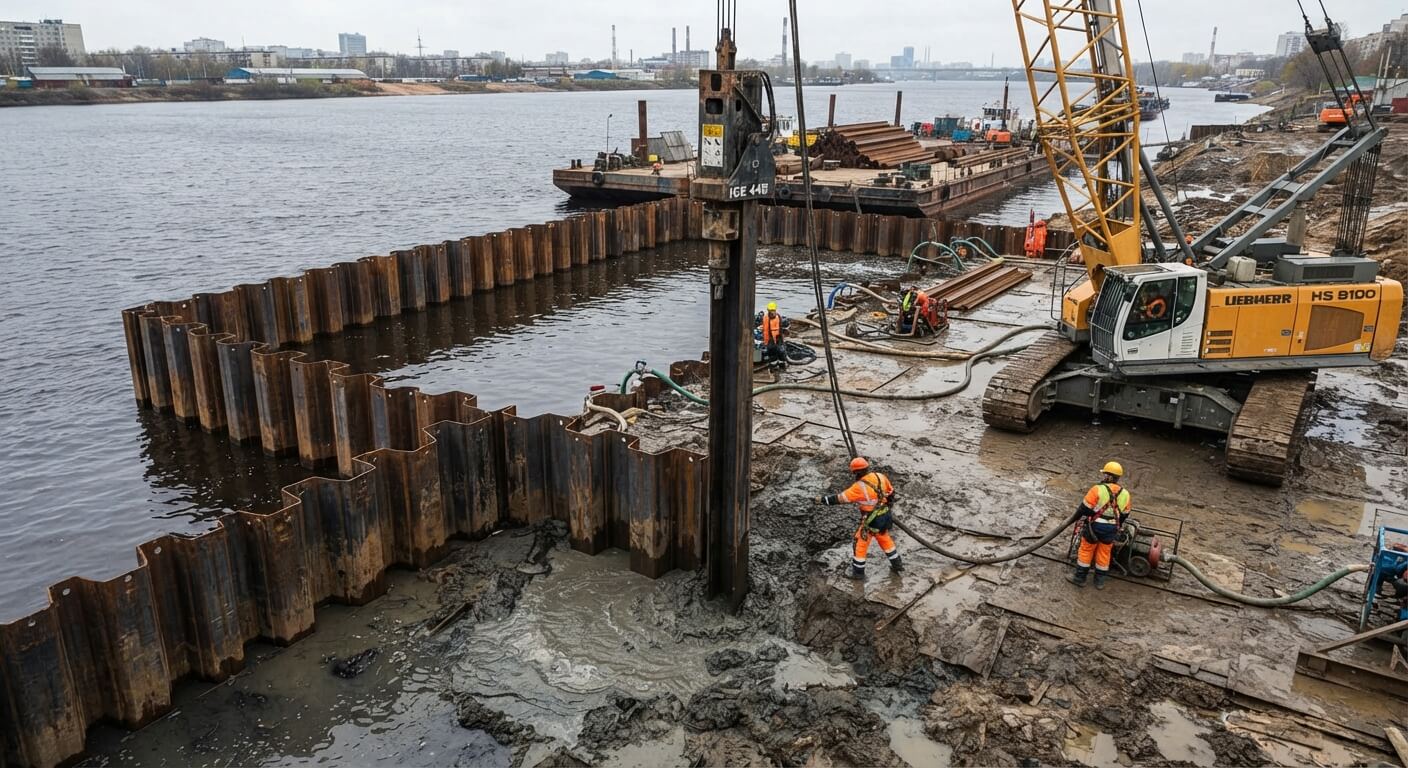 Шпунт Ларсена в обводнённых и слабых грунтах